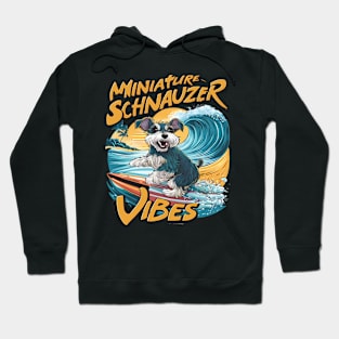 Wave-Riding Miniature Schnauzer Surfing Adventure Hoodie